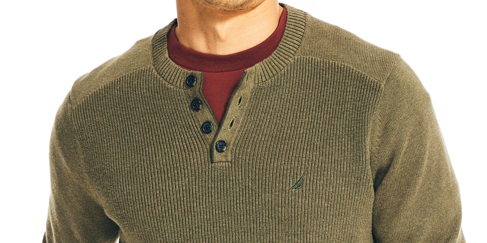 Suéter Henley Texturizado Nautica Masculino, Verde, Tamanho XS