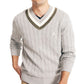 Suéter masculino de críquete universitário com decote em V e tricô trançado Nautica, cinza, tamanho extrapequeno