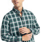 Camisas masculinas Nautica resistentes a rugas para uso no trabalho e nas férias, tamanho médio, verde