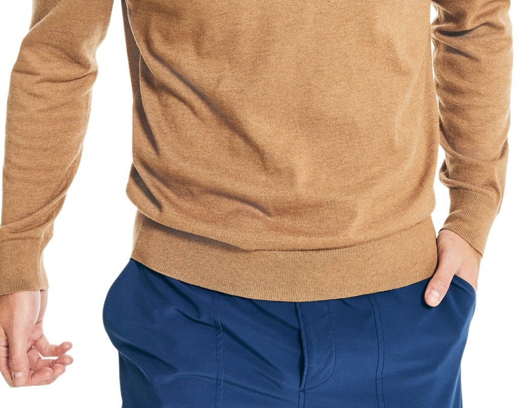 Suéter Nautica Masculino Navtech Performance Classic Fit Gola V Macia Marrom Tamanho XXX-G