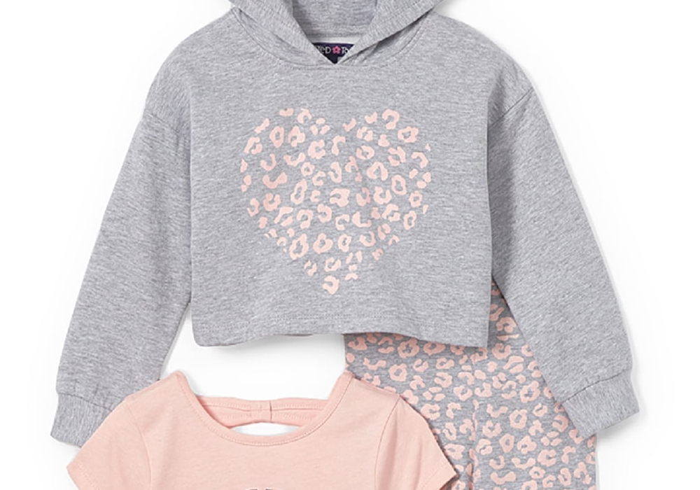 Conjunto de 3 peças com estampa de leopardo para meninas da Limited Too Toddler em vários tamanhos 2T-4T - Variação de cor