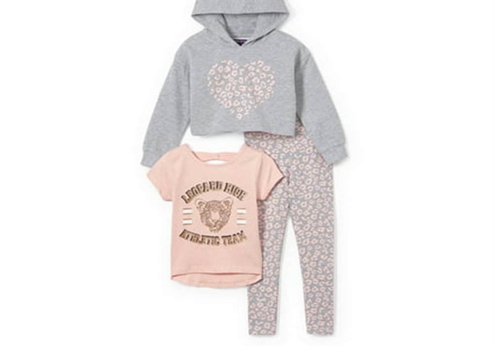 Conjunto de 3 peças com estampa de leopardo para meninas da Limited Too Toddler em vários tamanhos 2T-4T - Variação de cor