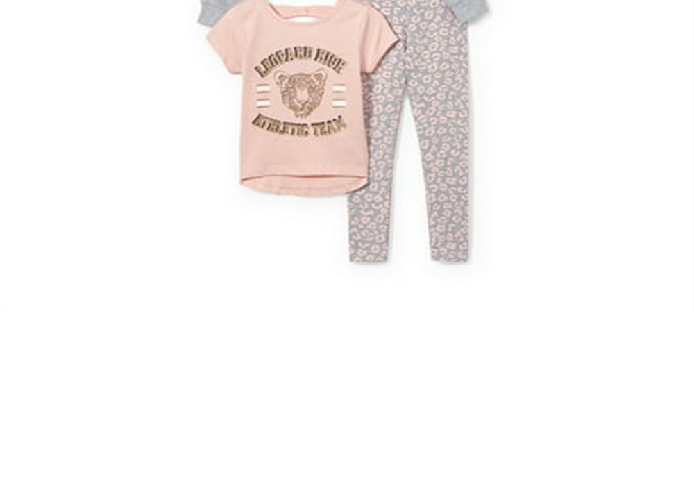 Conjunto de 3 peças com estampa de leopardo para meninas da Limited Too Toddler em vários tamanhos 2T-4T - Variação de cor
