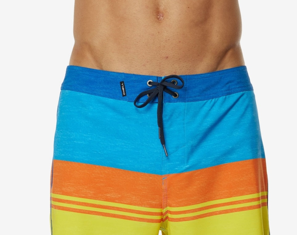 Calções de banho O'Neill Four Square Stripe para homem, azul, tamanho 36