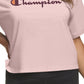 Camiseta feminina Champion com logotipo rosa, tamanho 2X