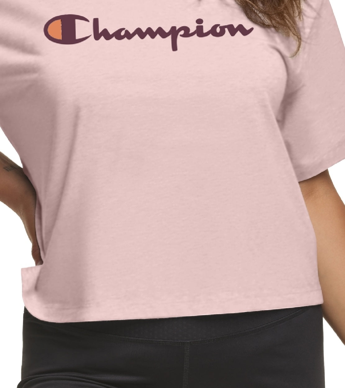 Camiseta feminina Champion com logotipo rosa, tamanho 2X