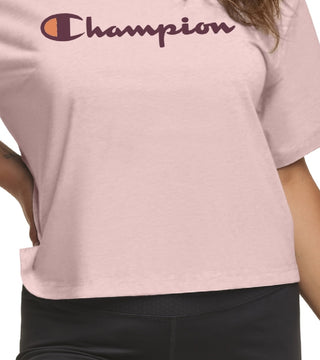Camiseta feminina Champion com logotipo rosa, tamanho 2X
