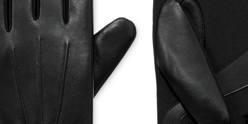 Luvas de couro elástico Isotoner Signature unissex Sleekheat para tela sensível ao toque, pretas, tamanho regular