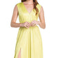 Vestido feminino Krista com decote profundo e fenda lateral, tamanho XX-S