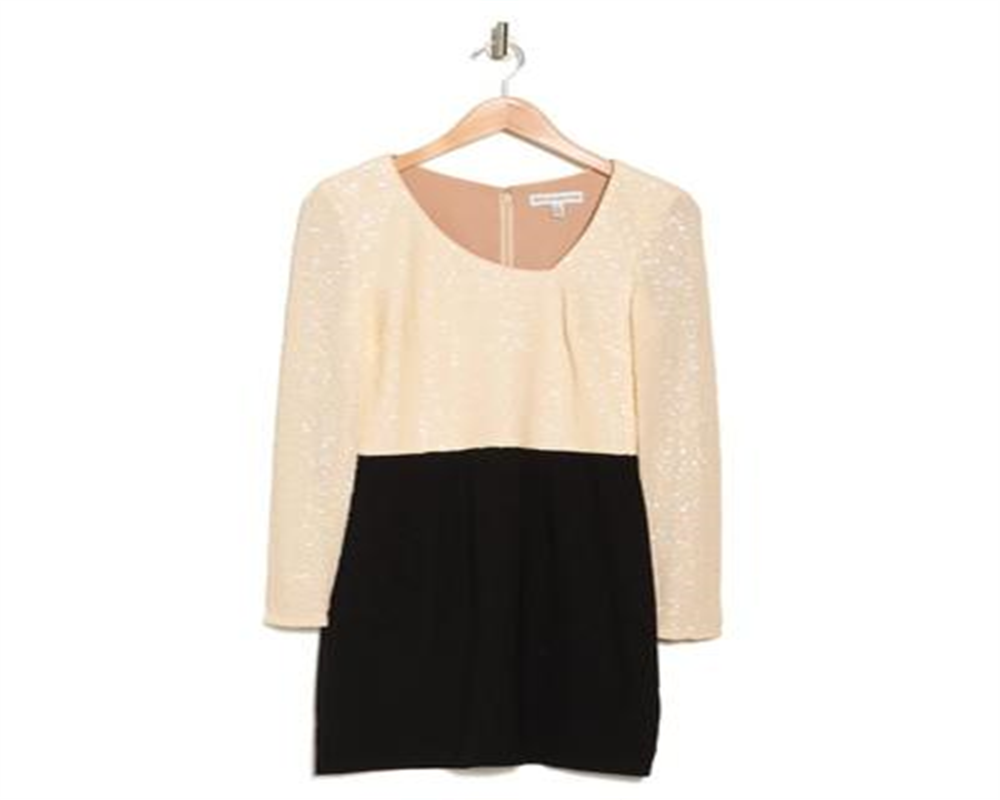 Vestido assimétrico preto de manga comprida para mulheres Dress The Population, tamanho 2