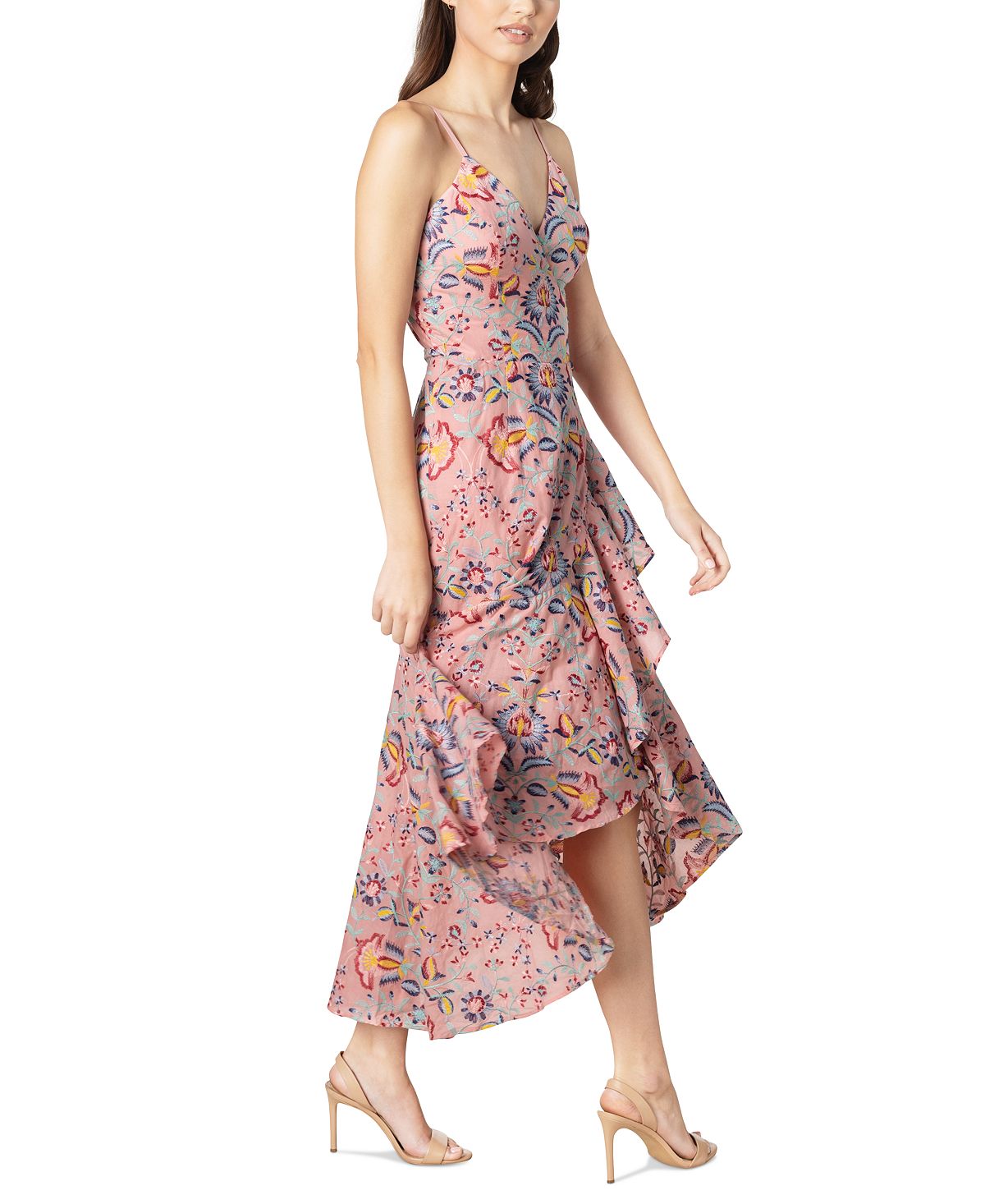 Vestido envelope floral Salomé feminino Dress The Population rosa tamanho X-Grande