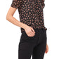 1.STATE Blusa Feminina com Babados e Estampa Floral e Buraco de Fechadura Amarela