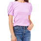 1. State Women's Pullover Top com gola redonda canelada Violeta Tamanho M