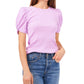 1. State Women's Pullover Top com gola redonda canelada Violeta Tamanho M