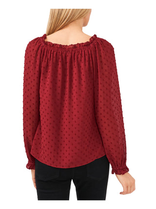 CeCe Women's Clip Dot Top Red Wine Size Small
