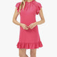 Vestido feminino CeCe com mangas esvoaçantes e babados, rosa, tamanho médio
