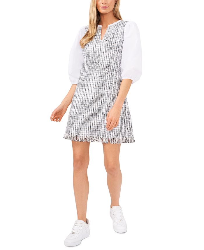 Vestido tweed feminino Riley &amp; Rae com mangas bufantes, azul, tamanho 14