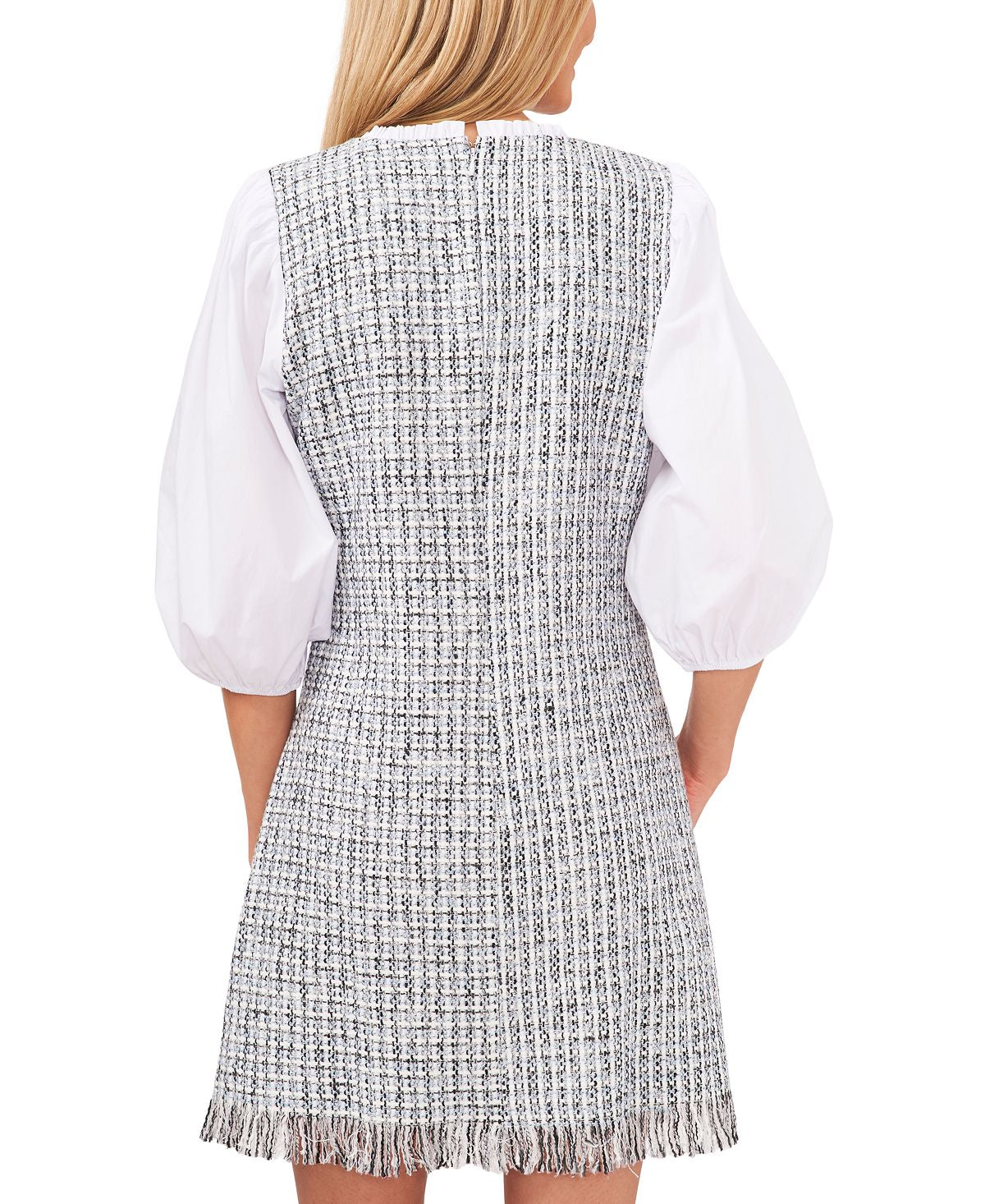 Vestido tweed feminino Riley &amp; Rae com mangas bufantes, azul, tamanho 14