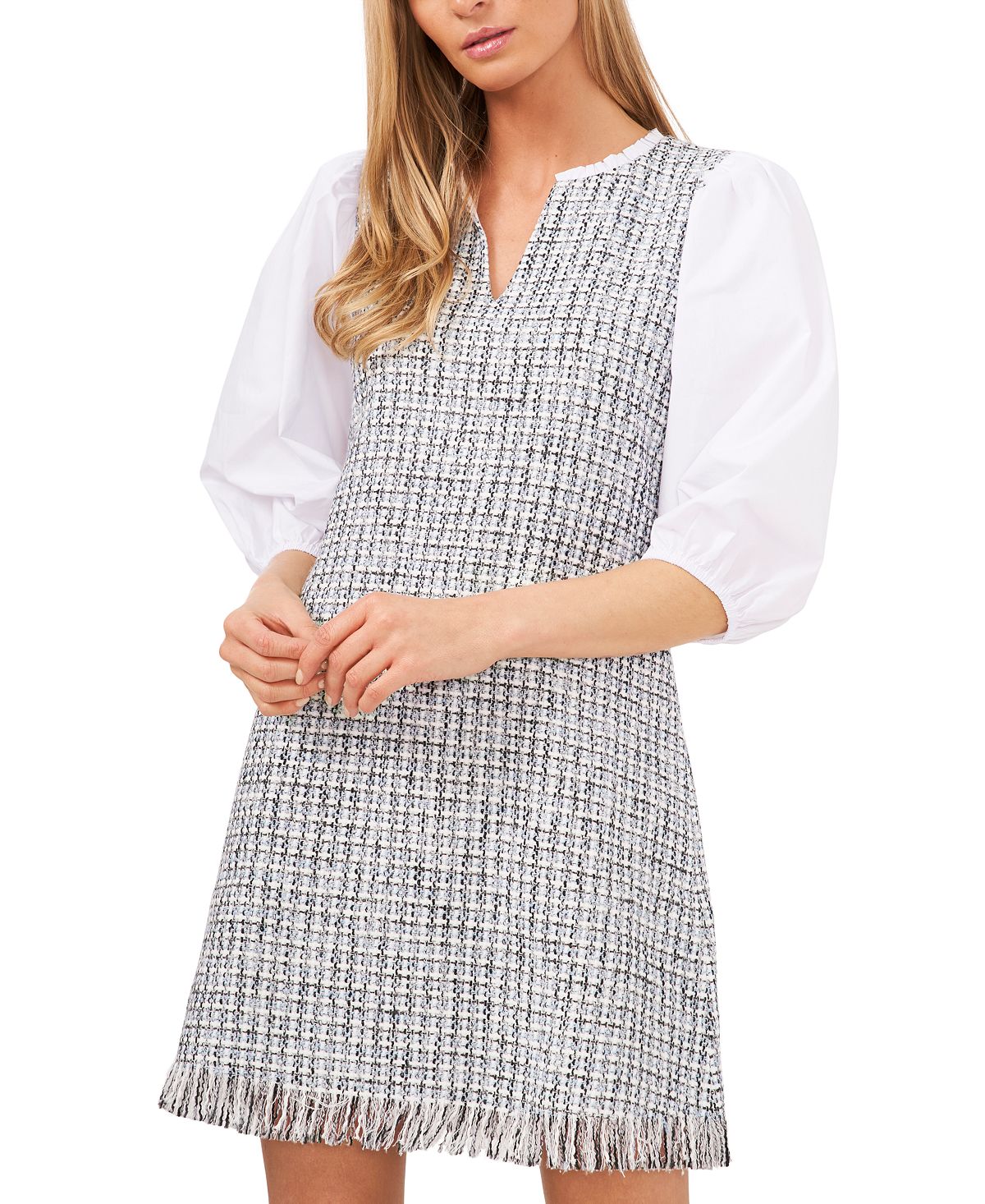 Vestido tweed feminino Riley &amp; Rae com mangas bufantes, azul, tamanho 14