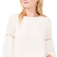 Blusa feminina Vince Camuto com detalhe de renda em crepe, marrom, tamanho X-S