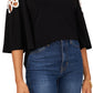 Vince Camuto Blusa feminina com ombros descobertos e decote em V, preta