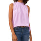 Vince Camuto Blusa feminina sem mangas com decote plissado, roxa, tamanho 1X