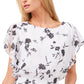 Blusa peplum feminina com estampa floral e mangas bufantes Vince Camuto, branca, tamanho médio