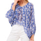 Blusa feminina Vince Camuto com manga balão floral azul