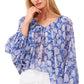 Blusa feminina Vince Camuto com manga balão floral azul