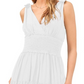 Vestido feminino Vince Camuto com alças franzidas, forro em camadas, sem mangas, decote em V, corte midi, tamanho extragrande, branco