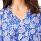 Blusa feminina Vince Camuto com gola amarrada, azul, tamanho pequeno