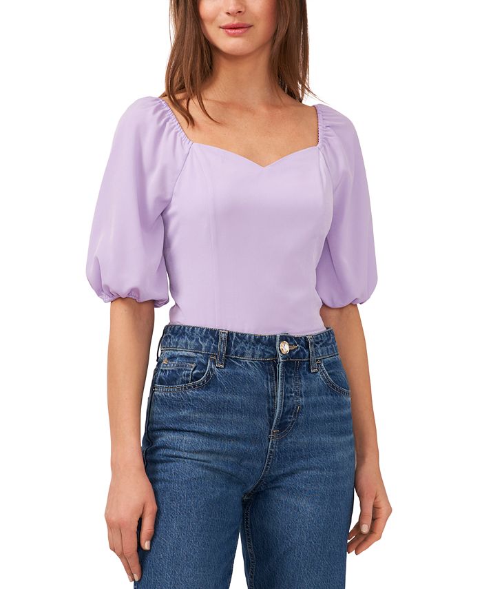 Blusa feminina Riley &amp; Rae com manga bufante, roxa, tamanho X-S