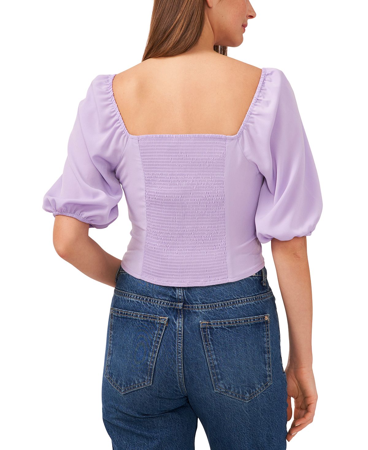 Blusa feminina Riley &amp; Rae com manga bufante, roxa, tamanho X-S