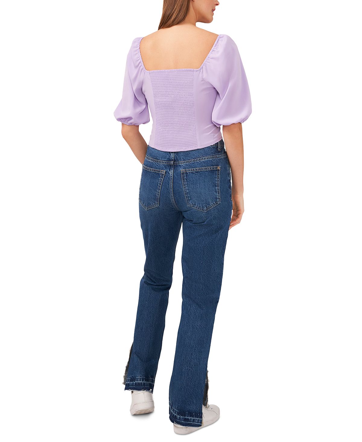 Blusa feminina Riley &amp; Rae com manga bufante, roxa, tamanho X-S