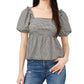 Blusa Peplum com Estampa Xadrez Riley &amp; Rae Feminina Cinza Tamanho P