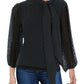Blusa feminina Riley &amp; Rae com decote em V e manga bufante, preta, tamanho P
