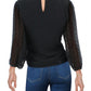 Blusa feminina Riley &amp; Rae com decote em V e manga bufante, preta, tamanho P