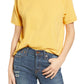 Camiseta feminina Madewell Softfade de algodão raglan, amarela, tamanho X-S