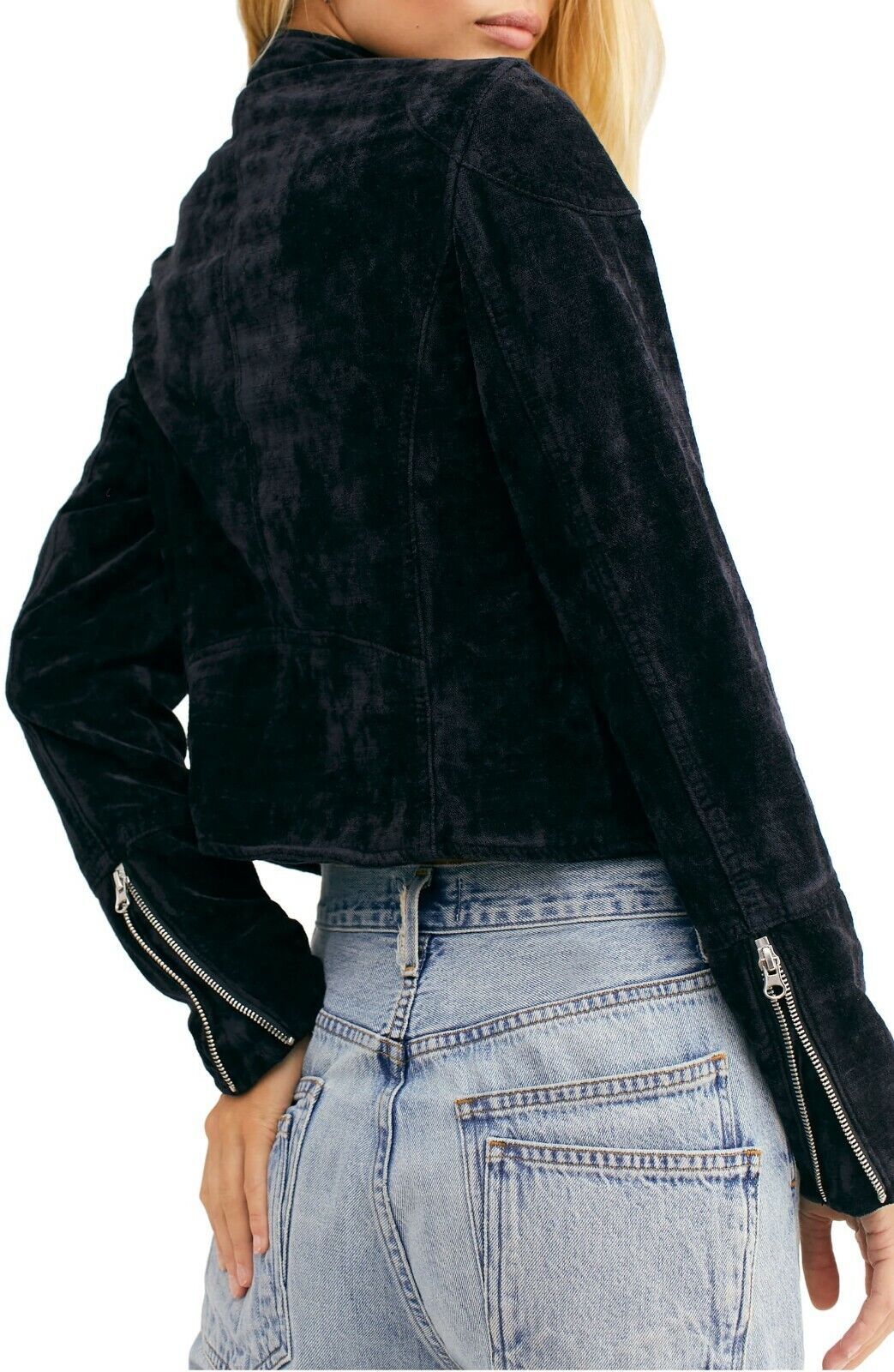 Jaqueta de veludo Dusk Till Dawn para mulheres Free People, preta, grande