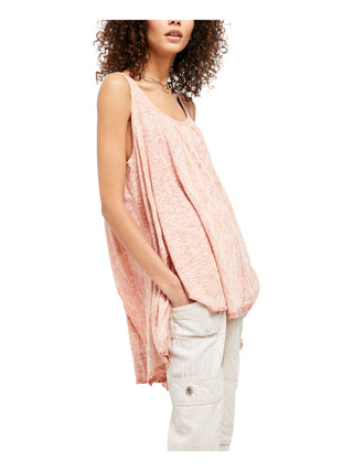Blusa feminina estampada sem mangas, decote redondo, hi-lo, laranja, tamanho pequeno