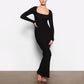 Vestido feminino Skims Onyx Soft Lounge manga comprida tamanho pequeno