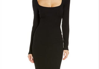 Vestido feminino Skims Onyx Soft Lounge manga comprida tamanho pequeno