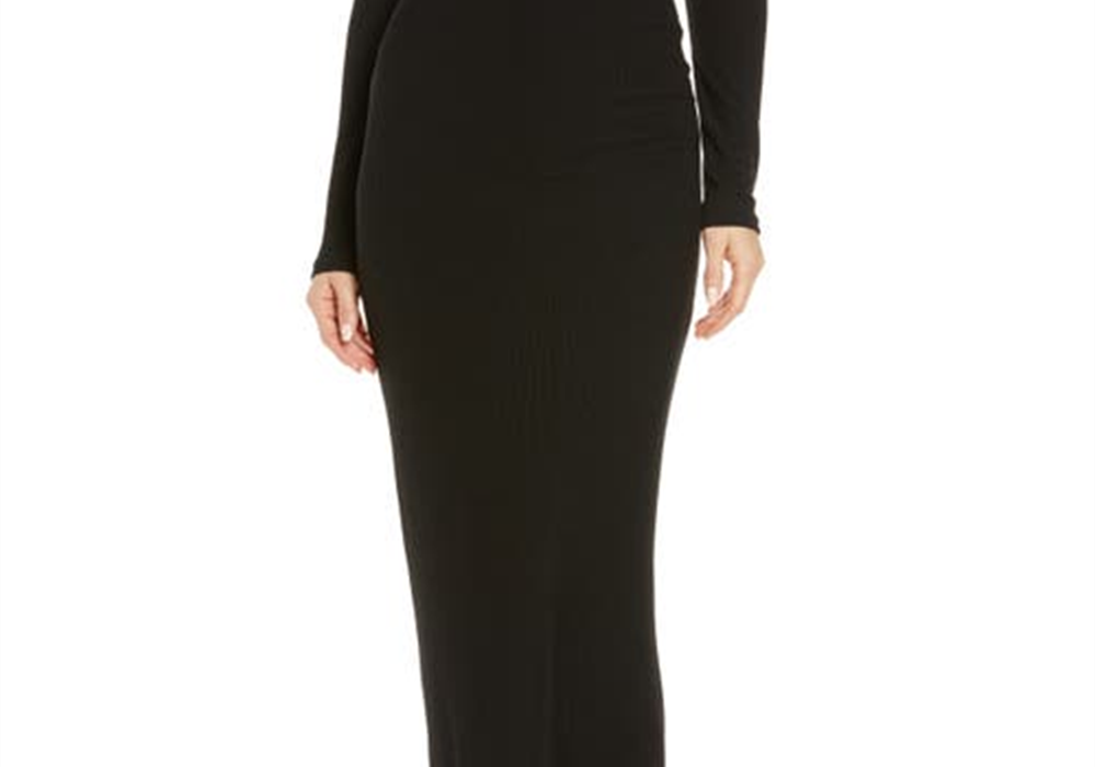 Vestido feminino Skims Onyx Soft Lounge manga comprida tamanho pequeno