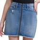 Saia jeans feminina Calvin Klein com zíper frontal e cintura alta, azul, tamanho 25