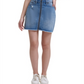 Saia jeans feminina Calvin Klein com zíper frontal e cintura alta, azul, tamanho 25
