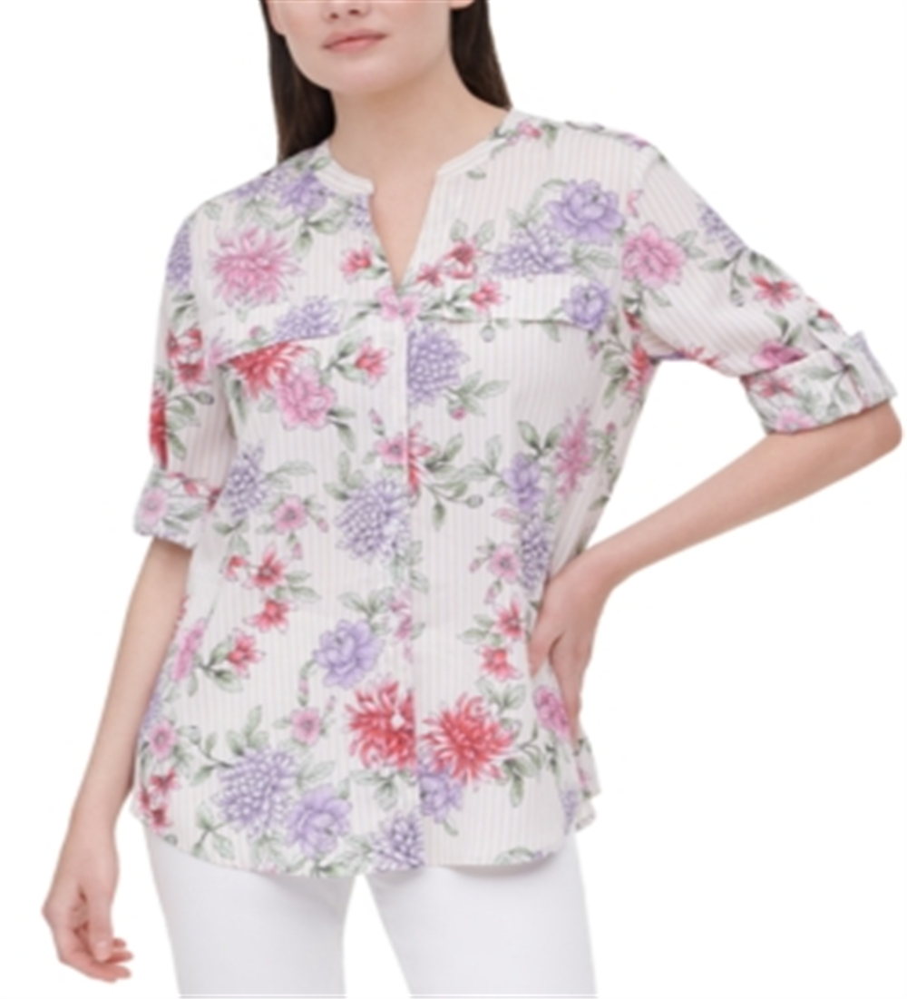 Blusa Calvin Klein Estampada Manga Curta Laranja Tamanho GG