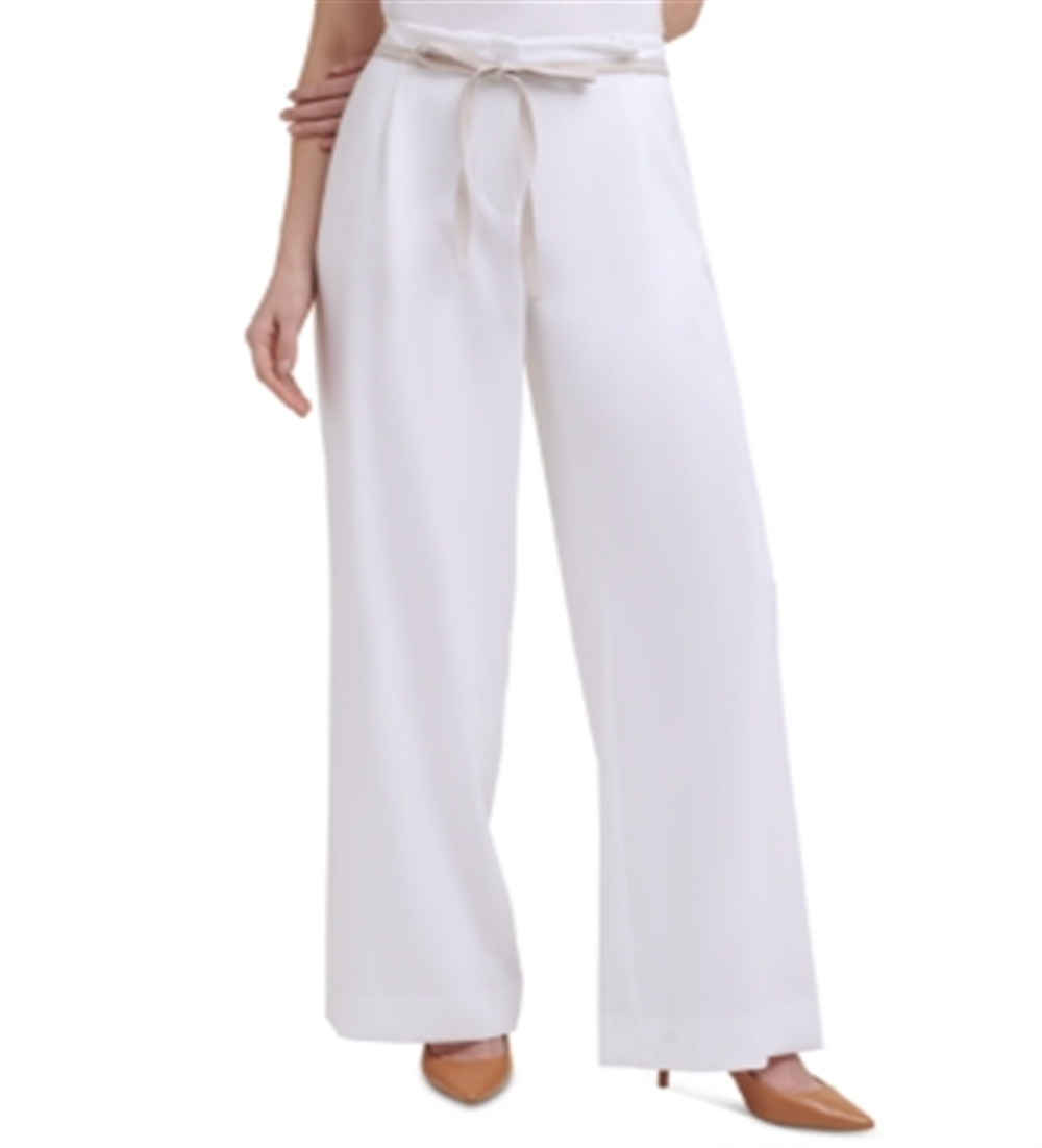 Calça Calvin Klein Feminina X Fit Solid Wide Leg Branca Tamanho 10