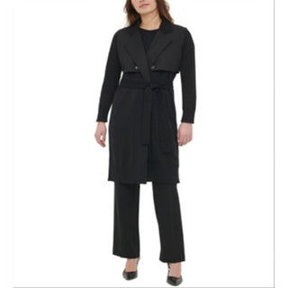 Calvin Klein Cardigan Trench Feminino Preto Tamanho Grande