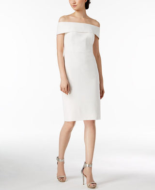 Vestido tubinho tomara que caia Calvin Klein feminino, branco, tamanho 10, pequeno