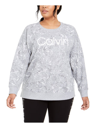 Calvin Klein Moletom Feminino Active Snake Print Logo Cinza Tamanho 1X